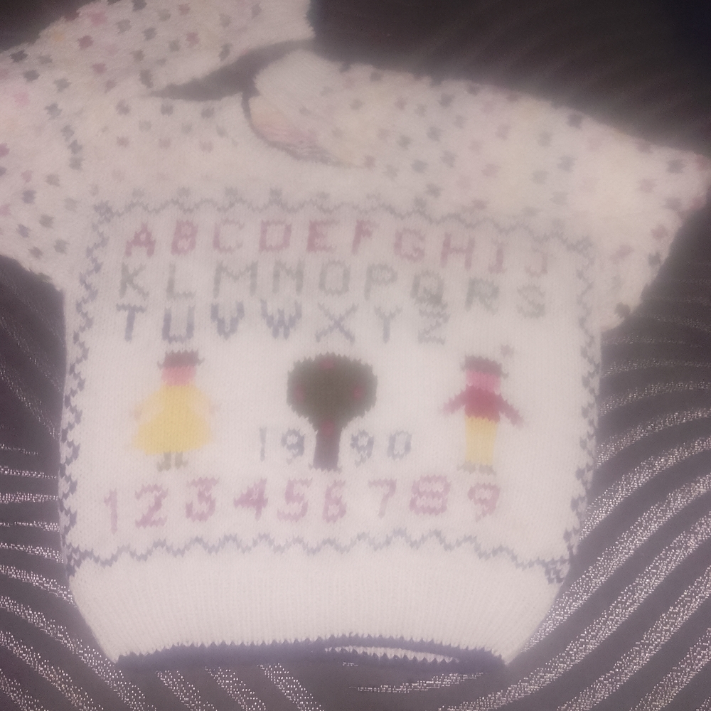 Alphabet Patterned Knit Sweater